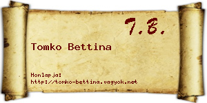 Tomko Bettina névjegykártya